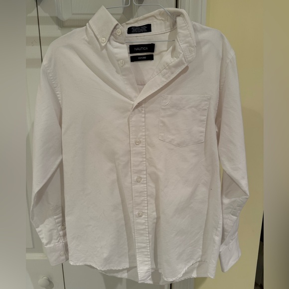 Nautica- Boys Oxford Button Down Shirt, white, Size 12 - Picture 1 of 7